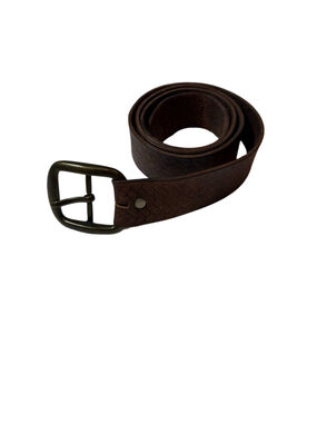 Vintage GUESS Brown Basketweave Genuine Leather Belt Brass Buckle